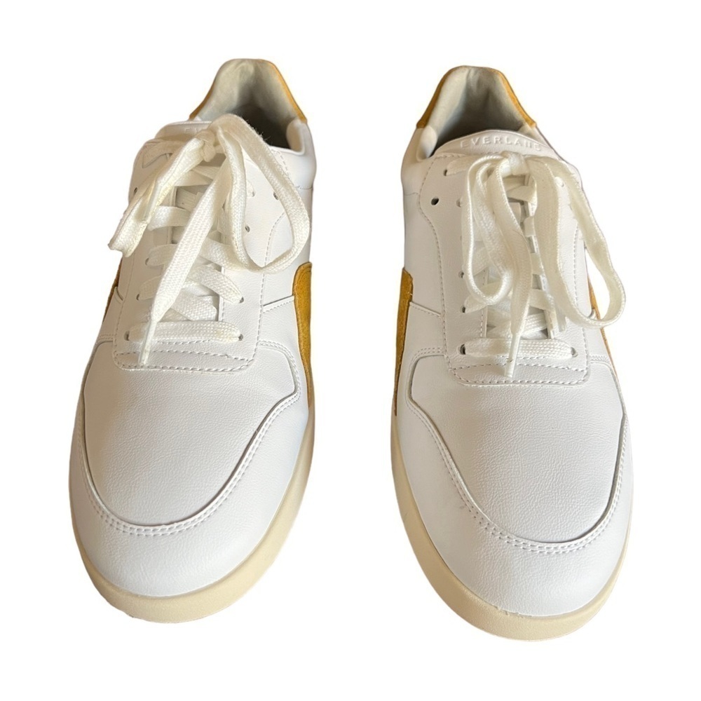 NWOB The ReLeather Court Sneaker White Mustard F9/M7 - Picture 4 of 10